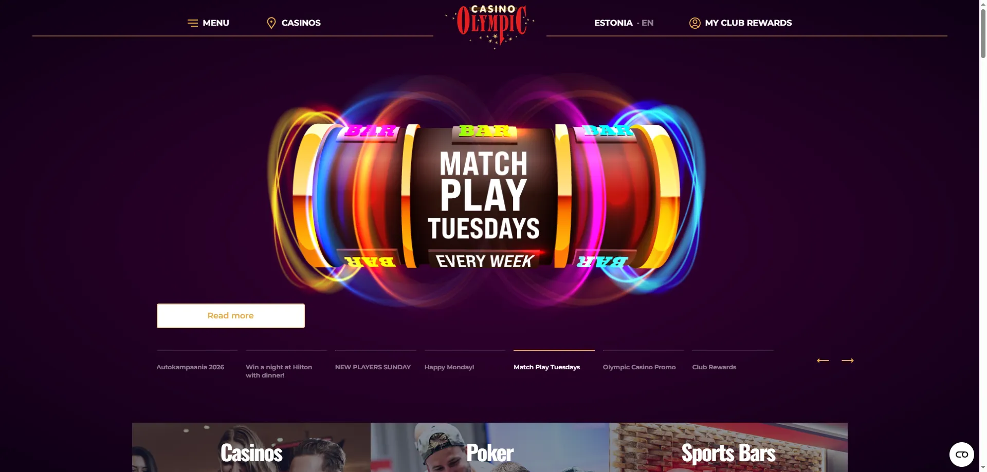 Olympic Casino mänguautomaadid ja jackpot süsteemid Eestis